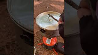 Cooking on the MSR Deluxe \u0026 Sharing a meal with the dog #camping #tarpshelter #msr