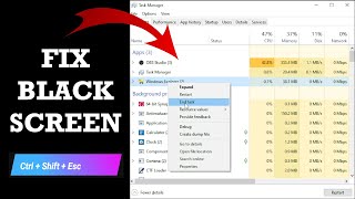 How to Remove Black Screen IF You have End Windows Explorer Task | Fix Black Screen | Latest 2024