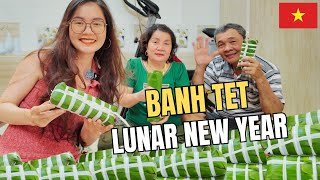 Making Banh Tet for Tet- Lunar New Year in Vietnam