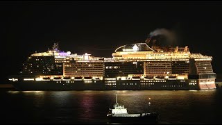 MSC ベリッシマ (2023. 9.24)下関新港（長州出島）入港　One of the world biggest cruise ships, Bellissima, in Shimonoseki