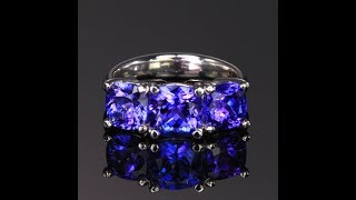 14K White Gold Three Stone Tanzanite Ring