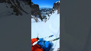crazy cylindrical couloir in Wyoming! #skiing