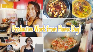 Productive Work from Home Routine💁‍♀️WFH😊Chole Bhature🤤Sambar Rice🍗Chicken Kebab @Moushami_Roy