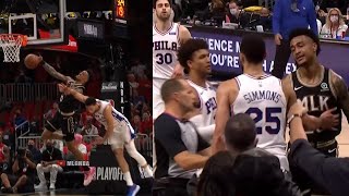 Ben Simmons gets a flagrant 1 after hard foul on John Collins | Hawks vs 76ers Game 4