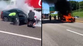 Stranger Pulls Driver From Burning Car