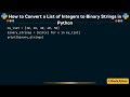 How to Convert a List of Integers to Binary Strings in Python