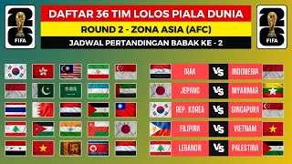DAFTAR 36 TIM LOLOS BABAK KEDUA KUALIFIKASI PIALA DUNIA 2026 ZONA ASIA - INDONESIA vs IRAK
