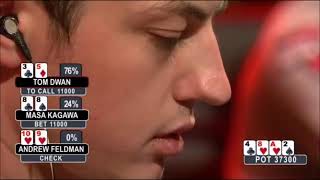 Tom Dwan hits gutshot in massive pot against Masa Kagawa