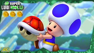 New Super Luigi U Deluxe ⁴ᴷ Full Playthrough 100% (All Star Coins) Blue Toad gameplay