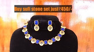 #suryaring goldcovering #kollam imitation jewellary #Sufistone set@450/-