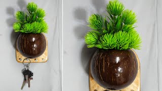 plant pot and key holder making with coconut shell🥥 | coconut shell craft ideas | Diy craft