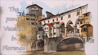 Time lapse Line and Wash of the Ponte Vecchio (Bridge) Italy, Peter Sheeler