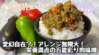 【変幻自在⁈アレンジ無限大！栄養満点の万能彩り肉味噌】ご飯にかけてもパスタと和えてもOK！ピーマンやナスの大量消費に！