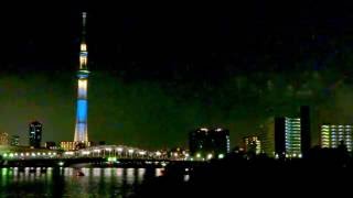 013　　隅田川花火大会 2016 東京スカイツリー　ライトアップ　夜景　汐入公園