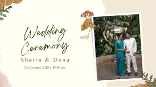 Wedding Ceremony of Sherin \u0026 Dona | 12th Jan 2024 | LIVE