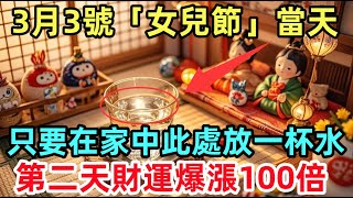 3月3號「女兒節」當天，只要在家中此處放一杯水，第二天財運爆漲100倍！#生肖運勢#命理#風水#十二生肖#禅心语录#佛教