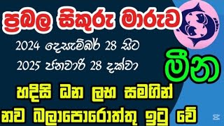 මීන ලග්න හිමියන්ට  දෙසැම්බර් 28 සිදුවන සිකුරුමාරුවෙන් හදිසි ධන ලාභ සමගින් නව බලාපොරොත්තු ඉටු වේ.