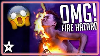 Fire Eater Sets Himself on Fire on Myanmar's Got Talent 2019 | Kids Got Talent