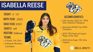 Isabella Reese Nashville Jr Predators U19 Highlights 2023-2024 Season