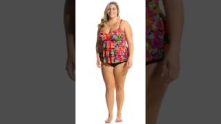 Penbrooke Plus Size Style Sense Triple Tier Tankini Top | SwimOutlet.com