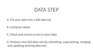 3. SAS Data Step and PROC Step : Uses