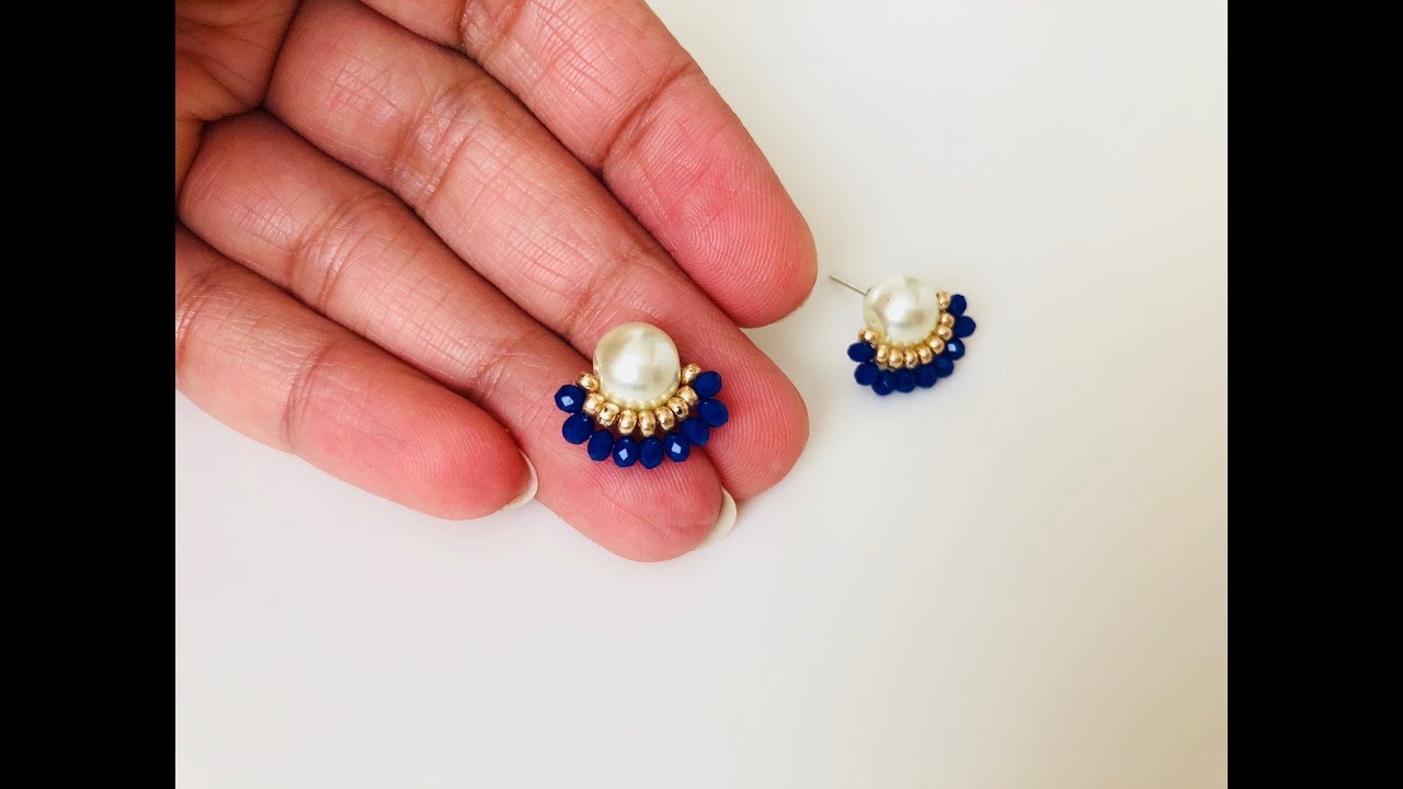 Diy Beaded Stud Earrings Simple Unique Youtube