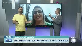 Enfermeira que festejou Mega da Virada por engano conversa com a Record