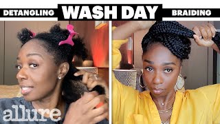 My 6-Step Wash Day Routine For Product Build-Up and Jumbo Box Braids | Allure
