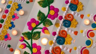 Door Side Rangoli Designs | Tulsi Vivah Rangoli | Rangoli Border Line | BorderRangoli #art #rangoli