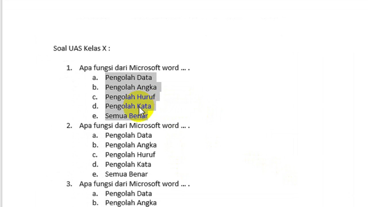 Format Soal Pilihan Ganda | LEMBAR EDU