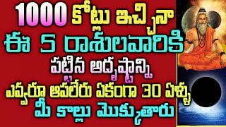 1000 కోట్లు ఇచ్చినా  ఈ 5 రాశులవారికి పట్టిన అదృష్టాన్ని ఎవ్వరూ ఆపలేరు ఏకంగా 30 ఏళ్ళు#astrology