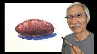 水彩画の基本〜さつまいもを美味しそうに描くコツ How to draw a Sweet potato | Watercolor Tips