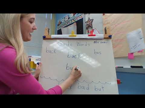 What are the guide words in the dictionary page?