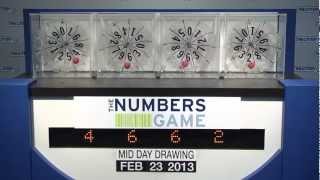 Midday Numbers Game Drawing: Saturday, February 23, 2013