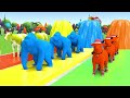 5 giant duck cartoon cow elephant tiger lion dinosaur paint wild animals crossing fountain animation