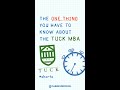 Tuck MBA | The one thing you need to know about Dartmouth's Tuck #shorts