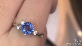 Mingary Cluster Engagement Ring, Blue Sapphire Solitaire Ring, Proposal Ring, Singapore, 2021-116