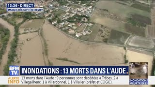 Les images impressionnantes des inondations dans l'Aude filmées vus du ciel