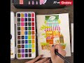 Unboxing and painting tutorial with Grabie new 50 colors watercolor paint set