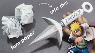 EASY DIY - How to make Realistic PAPER Minato Kunai - DURABLE & HEAVY- FREE TEMPLATE for SUBSCRIBERS