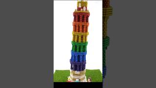 DIY_ How to build Rainbow Pisa Leaning Tower out of magnetic balls | Asmr sound #magnetic #magnet
