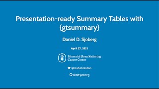 Presentation-ready Summary Tables with {gtsummary}