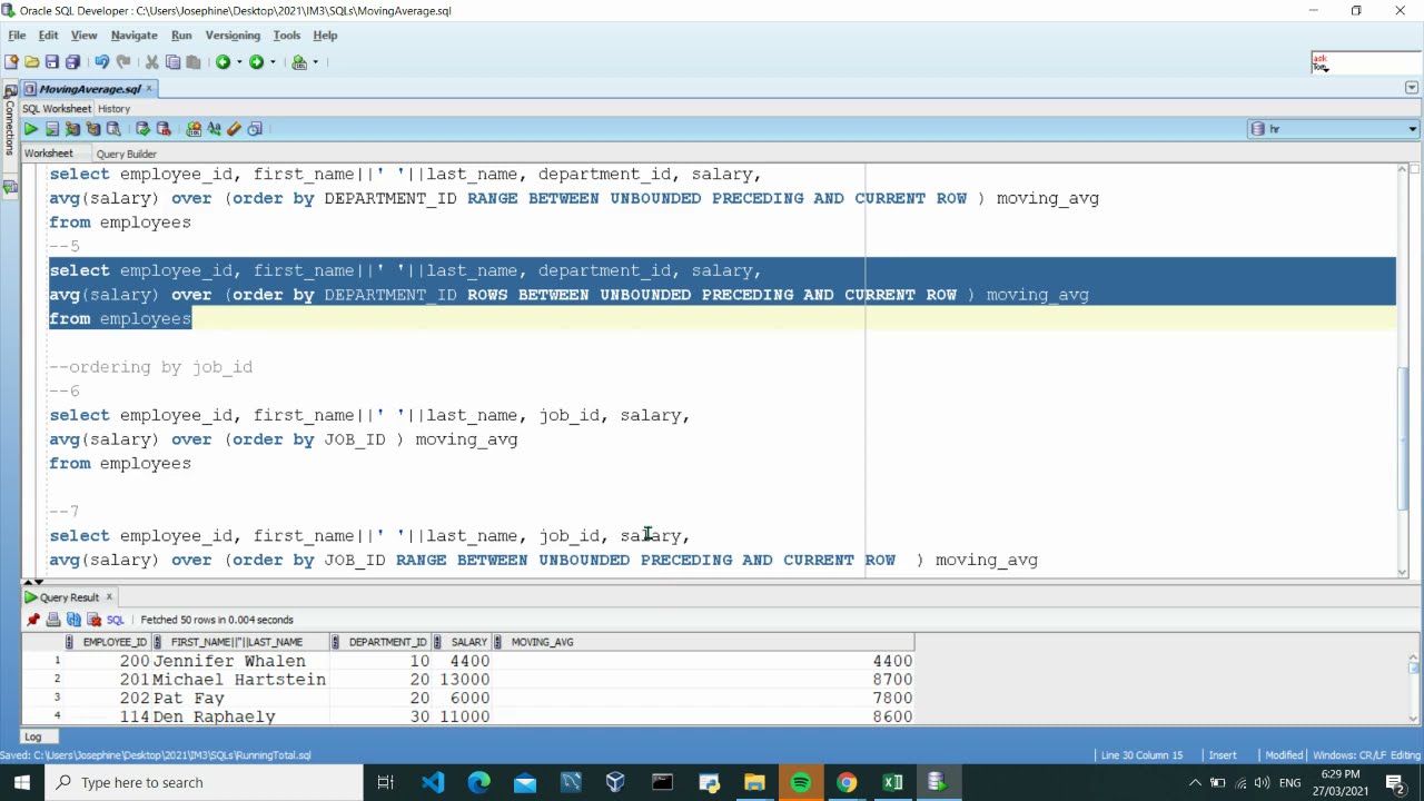 How To Get The Moving Average Using Sql Windowing Clause Youtube How To Get The Moving Average Using Sql Windowing Clause Youtube