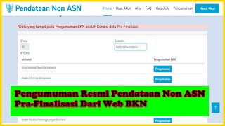 Pengumuman Resmi Pendataan Non ASN Pra Finalisasi Dari Web BKN