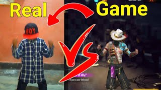 free fire emote dance in real life | game vs real life