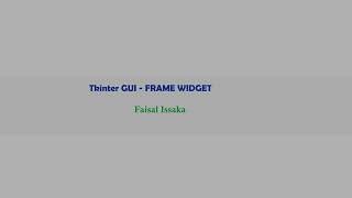Tkinter GUI - Frame Widget