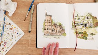 How I Paint Simple Buildings and Urban Art 🖌️ Watercolour and Ink Sketchbook Tutorial