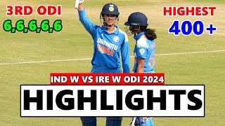 India Women Vs Ireland Women 3rd Odi Highlights 2025 | India Vs Ireland