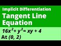 HOW TO FIND EQUATION OF TANGENT LINE WITH IMPLICIT DIFFERENTIATION