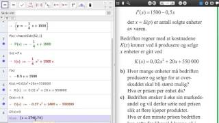 kostnad, inntekt og etterspørsel,  oppgave 6 312 S2